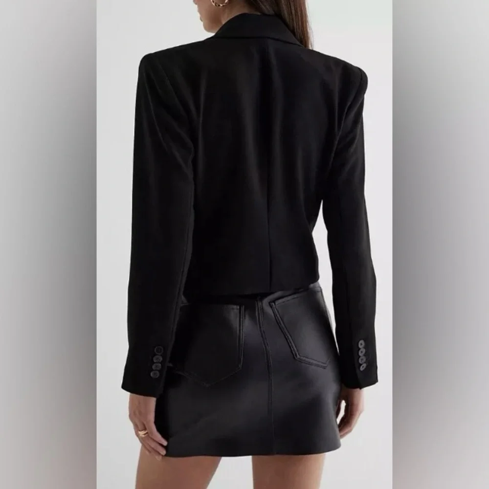 Express Black Stylist Peak Lapel Double Breasted Cropped Blazer - Picture 3 of 9